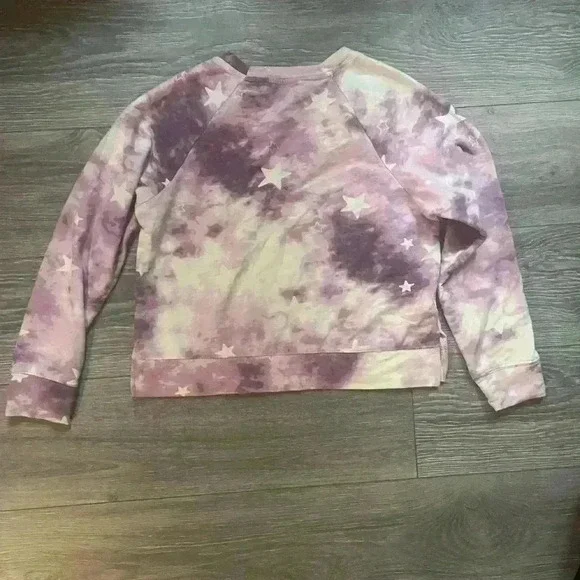 Wildfox Purple and White Tie Dye Crew Neck Sweatshirt with Stars Size S - Picture 2 of 7